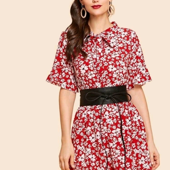 Women's Black textured Faux leather corset wide tie waist vegan wrap obi… - Picture 11 of 11